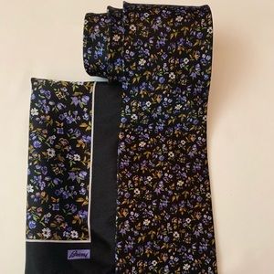 Brioni silk tie and matching pocket square set